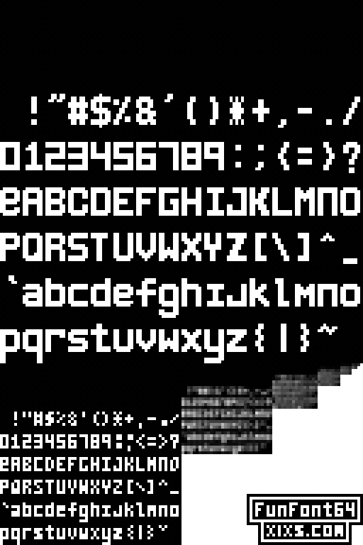 wetgenes's tweet photo. Happy #FreeFontFriday everyone!
https://t.co/y8IkPVDKeD
#FunFont64
Figured I should put this together properly in a github directory so it might be of use to others :) https://t.co/GybCAmqll7