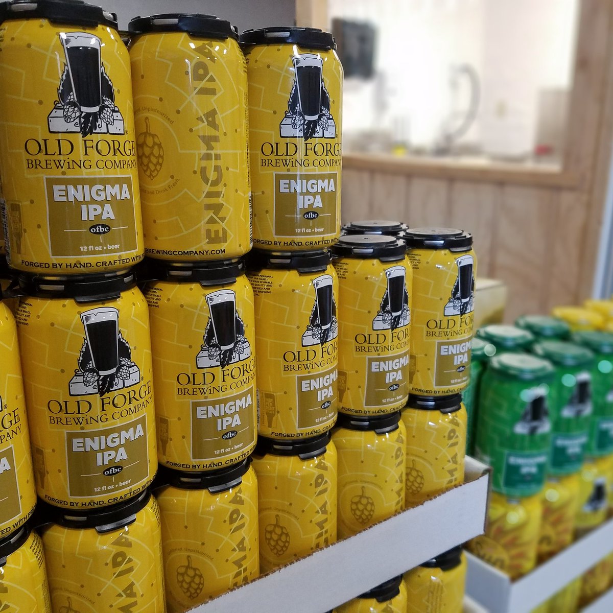 OldForgeBrew's tweet photo. The New Enigma IPA is on the shelves just in time for memorial day weekend!! This Enigma is tropical with some citrus notes and a juicy hop character, pick yours up before it's gone! 
#oldforgebrewingcompany #drinklocal #craftbeer #enigmaipa 
@henryvoelcker https://t.co/bOJGAbMcnD