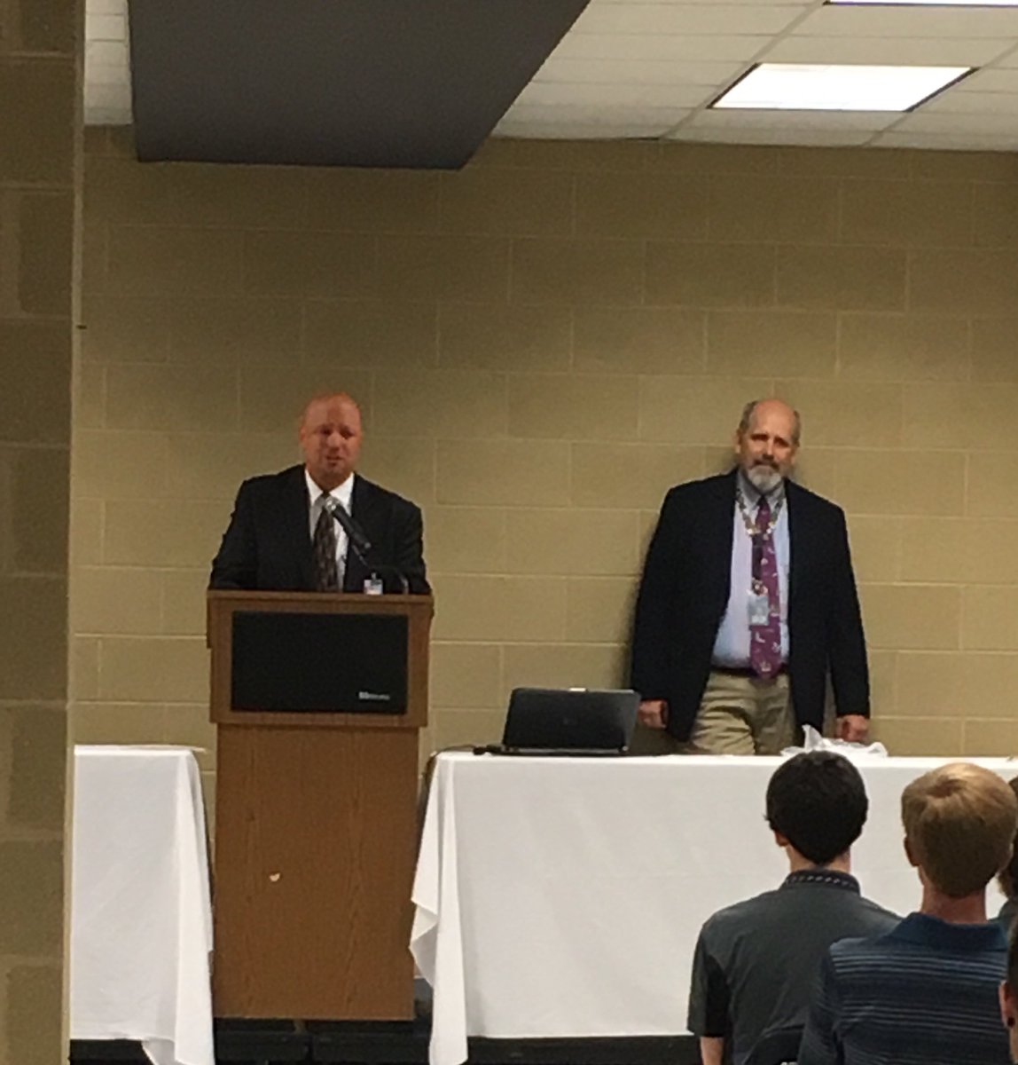 RobynSHilton's tweet photo. Mr Steinruck and Mr Chichester sharing the great accomplishments of our students! https://t.co/JzwfocaMoG