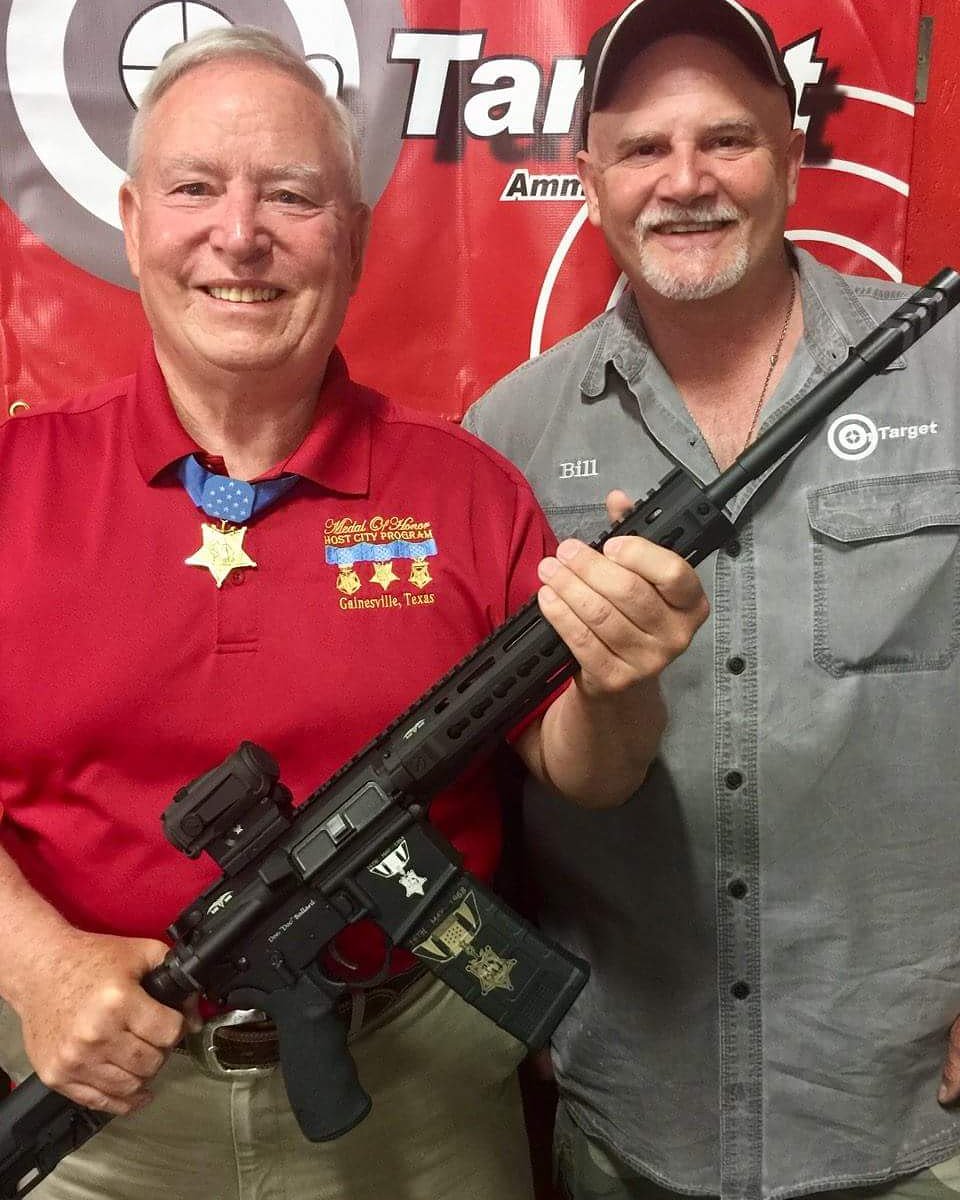 TargetTimeD's tweet image. We are excited to announce...raffle tickets are now available at Target Time Defense for this beautiful commemorative AR-15 that honors Medal of Honor recipient Don "Doc" Ballard and commemorates the 50th anniversary of his earning the Medal of Honor. #targettimedefense