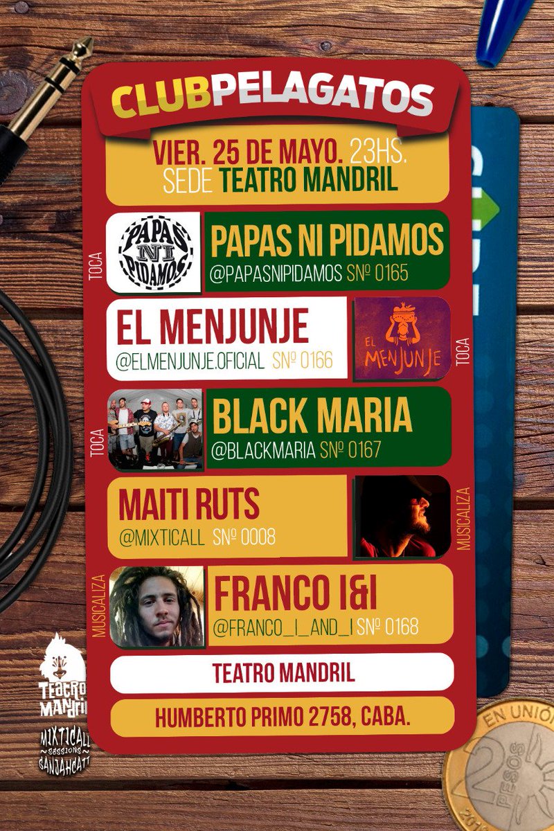 PelaGatosReggae's tweet photo. Hoy hay #ClubPelaGatos en la sede @TeatroMandrilTT 
2x1 con las entradas de congos
2x1 si amb@s tienen #Dreadlocks https://t.co/emK7WOtA71