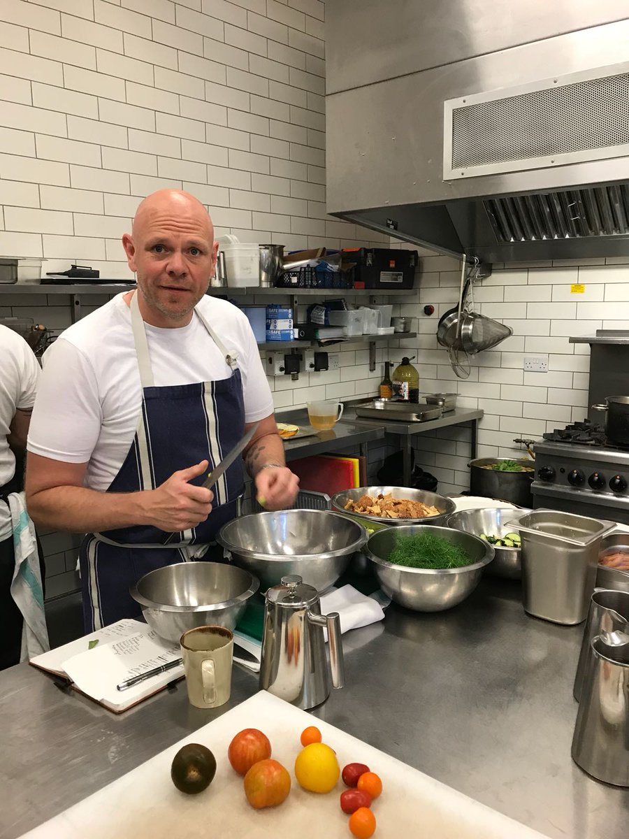 ChefTomKerridge's tweet photo. Loved cooking for the guests @rivercottage this evening! Thanks for all the questions about #LoseWeightforGood… See you tomorrow at the #RCFoodFair for more chatting and cooking! https://t.co/5xYamaD0Fr