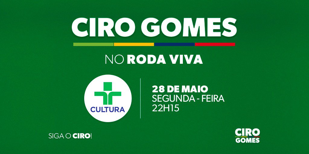 cirogomes's tweet photo. Amanhã estaremos no @rodaviva debatendo nossas ideias para o Brasil. Ajude a espalhar a notícia e acompanhe ao vivo pela página: https://t.co/IhX6RkvkcH. Use a #CiroNoRodaViva ;) https://t.co/MaL05VAw6L