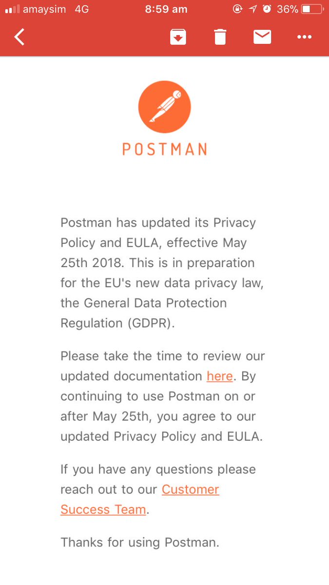Ram (@prot) on Twitter photo #gdpr is it fine not to include unsubscribe option while updating “privacy and update terms” ? #postman service #gdpr is it fine not to include unsubscribe option while updating “privacy and update terms” ? #postman service