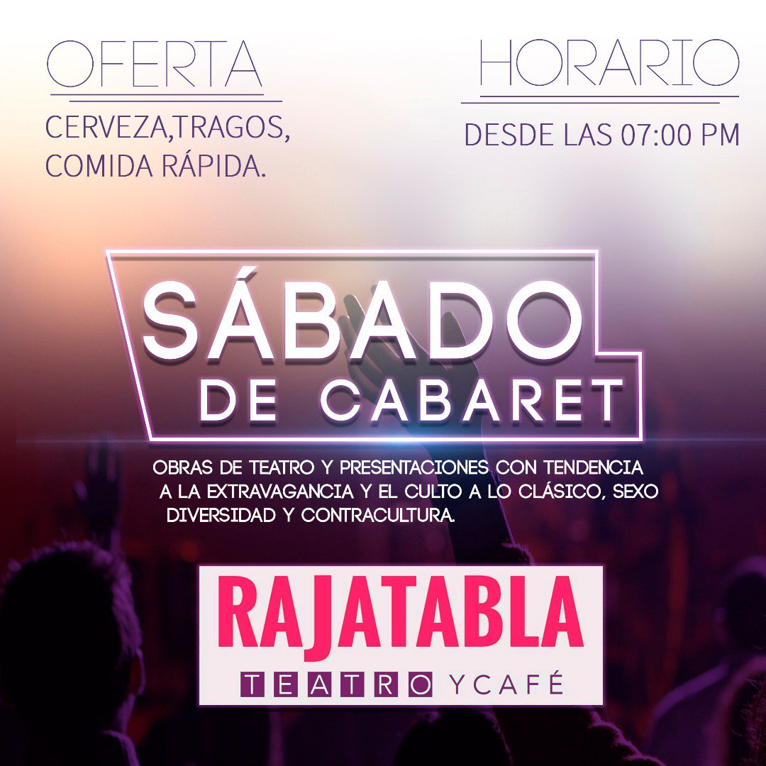 CcsConJorge's tweet photo. Para hoy sábado Rajatabla Teatro y Café te invita a disfrutar de su programación, en este espacio remozado y recuperado por  el Gobierno Bolivariano y  la Alcaldía de Caracas @NicolasMaduro @ErikaPSUV @LachinaPSUV @CcsFundarte https://t.co/qRaHQI7X7X