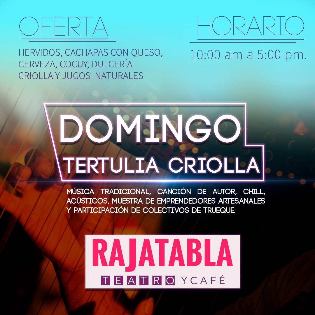 CcsConJorge's tweet photo. Desde el Rajatabla Café espacio recuperado por el Gobierno Bolivariano y  la Alcaldía de Caracas para el disfrute de los caraqueños y caraqueñas te invitamos a nuestra programación del día domingo  @NicolasMaduro @ErikaPSUV @LachinaPSUV @CcsFundarte https://t.co/5vN5wZFwYD