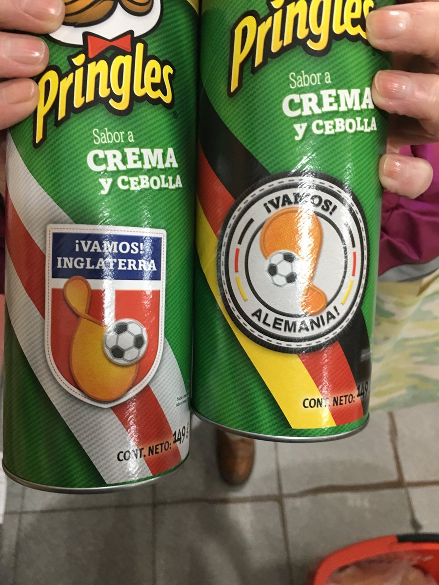 Pringles saca latas especiales alentando por Inglaterra y Alemania. En Argentina. No se las van a vender a nadie.