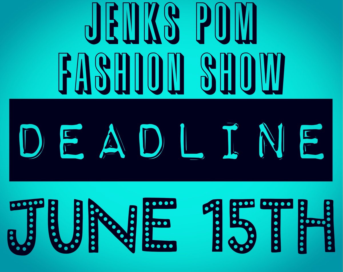 DEADLINE is quickly approaching for the Jenks Pom Fashion Show! If you’d like to participate then turn your applications in by 6/15! For more info check jenkspom.com #jenkspomfashionshow 💃🏼🕺🏼#underthestars✨💫 #jenkspom #jenkslife #jenkshighschool #jenksfootball
