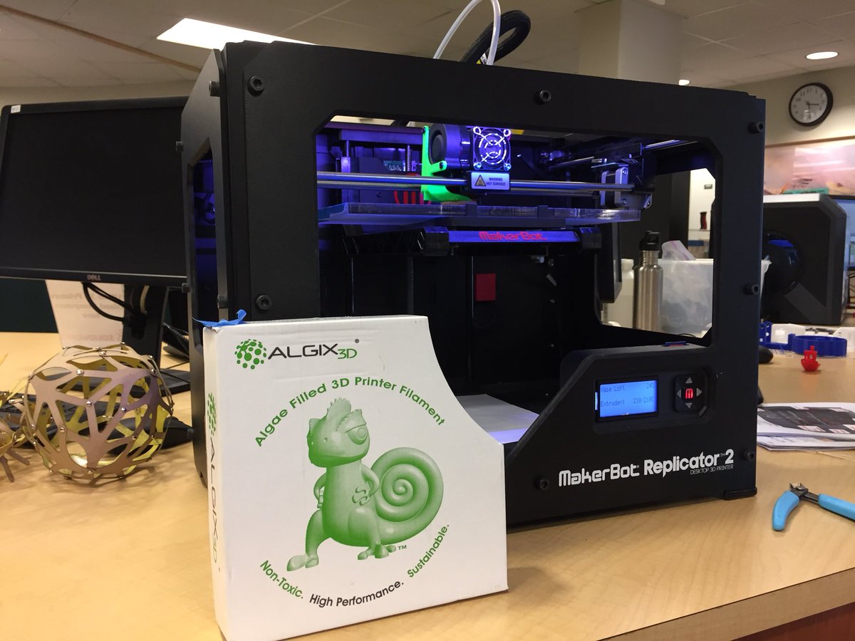 #3Dprint container designed in @adskFusion360 &amp; printed in algae filament. Part of <a href="/KCIunderground/">KCI Makerspace</a> Sustainable Prototyping teen summer camp