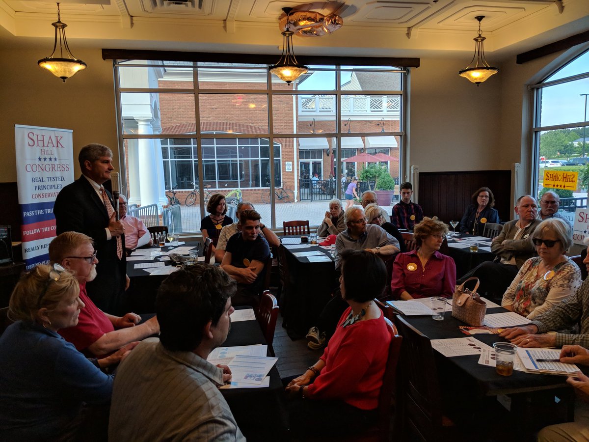 SpotsyHoya's tweet photo. Yet another packed house for @shakhill. No one believes Barbara Comstock's lies.
Take that, Swamp Monster. #va10 #shakpack https://t.co/KndmyLTp5J
