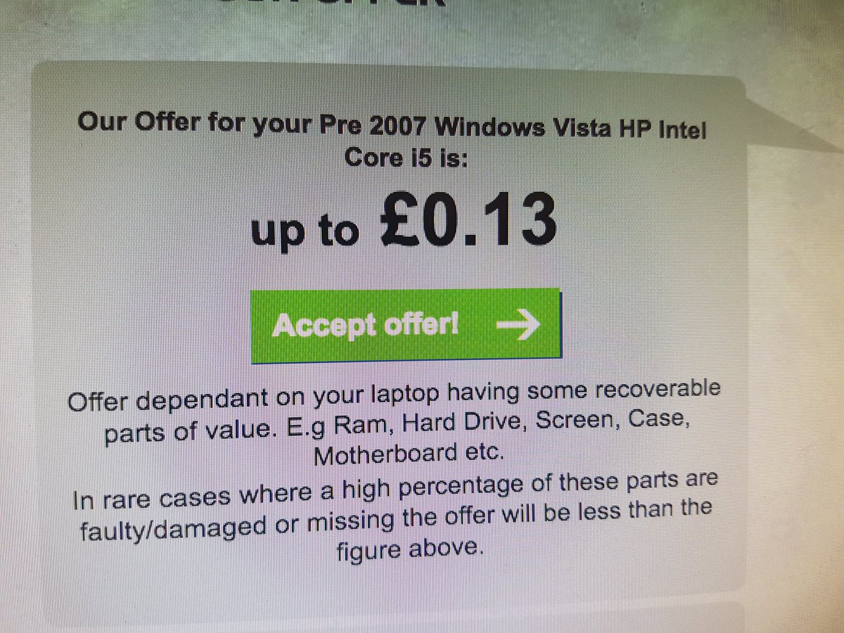 Got a quote for selling my laptop. Almost sounds like it might not be worth it...
