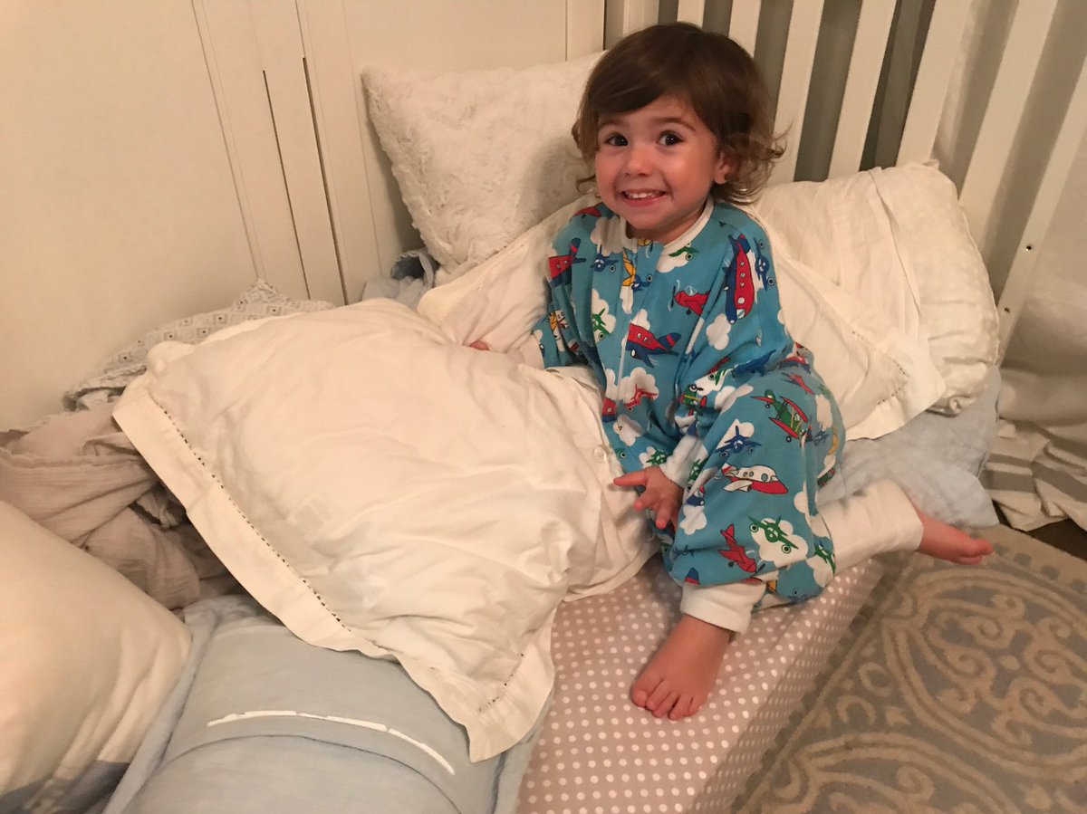 johnraser's tweet photo. Someone decided they wanted daddy to turn their crib into a big boy bed in the middle of the night. After riding the rail like a ��� and climbing out, of course. #finleyraser #fintowin https://t.co/S9tNKsLx9d