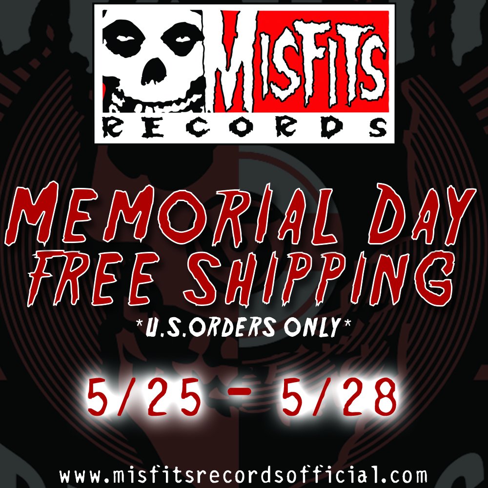 misfitsrecords's tweet photo. *FREE SHIPPING from MISFITS RECORDS online NOW thru end of day Mon! https://t.co/WnVNrqW6aJ (*offer applies to U.S. orders only) https://t.co/kc0Mt22fk1