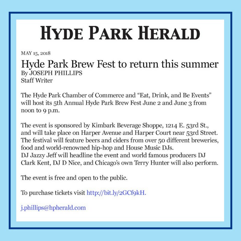 HPSummerFest's tweet photo. We love local coverage! Thanks to Hyde Park Herald for highlighting this year's Brew Fest! June 2-3rd: get pumped...
.
.
#HydeParkBrewFest #HydePark #HPBF2018 #chicago #local #southside #community #city #brewery #beerfest #beer #beerme #cheers #music #musicfestival #DJ https://t.co/hzW7EgQ83P