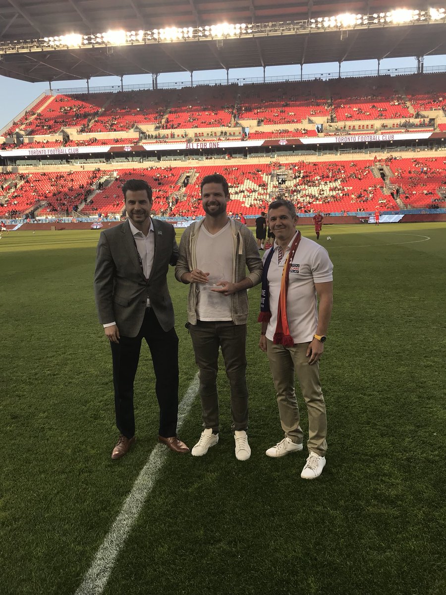 Congrats to <a href="/drewmoor/">Drew Moor</a> the May @torontofc Community MVP. Drew donates tickets to kids from <a href="/TorontoYouthDev/">TO Youth Development</a> for every home match