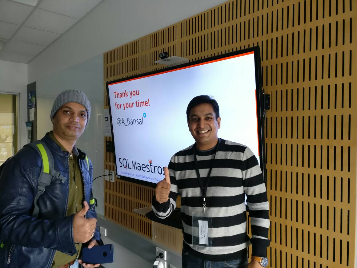 A_Bansal's tweet image. Meet Vineet. He attended my SQL class 11 years ago in Noida, India. After 11 yrs he meets me in Christchurch at #sqlsat712 and attends my SQL session. Great stories. Great memories. Very humbling. Cheers #sqlfamily @TheHybridDBA