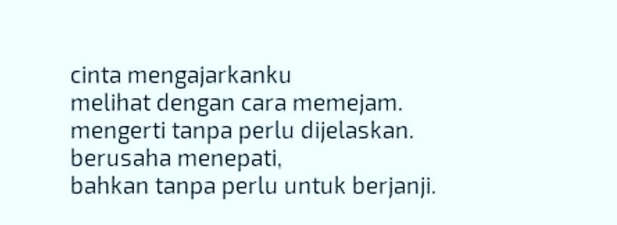 Kata Kata Bijak On Twitter Cinta Mengajariku Melihat Dengan Cara Memejam Dan Mengerti Tanpa Perlu Penjelasan Kata Kata Bijak On Twitter Cinta Mengajariku Melihat Dengan Cara Memejam Dan Mengerti Tanpa Perlu Penjelasan
