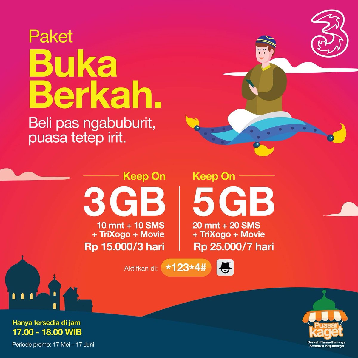 Biar ngabuburit kamu makin seru, cobain deh Paket Buka Berkah dari Tri.
.
Beli pas ngabuburit, puasa tetep irit! #paketbukabetkah #tri #triindonesia #SayangItuTri
