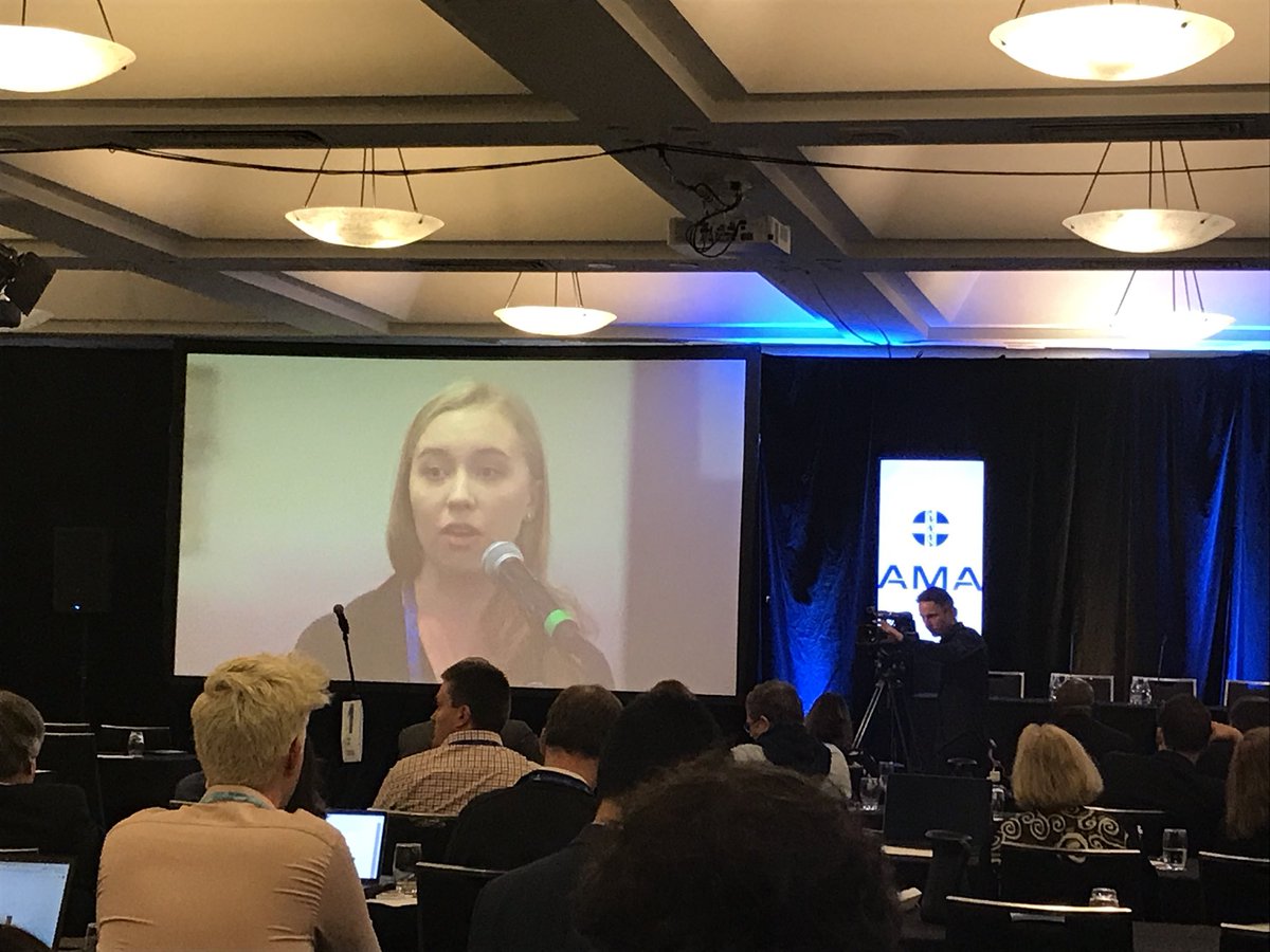 yourAMSA's tweet photo. AMSA President @AlexLFarrell discusses CV buffing and the overemphasis on research in prepping for postgrad training, its toll on medical students‘ time, mental health and finances #amanatcon @ama_media https://t.co/ORSQgND0HX