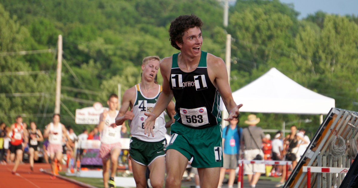 SportsMDF's tweet photo. .@CalebFeuer went through a few emotions after his 3,200 meter championship. Here are 7 photos (in order) to sum it up. https://t.co/h78X0BVxZa