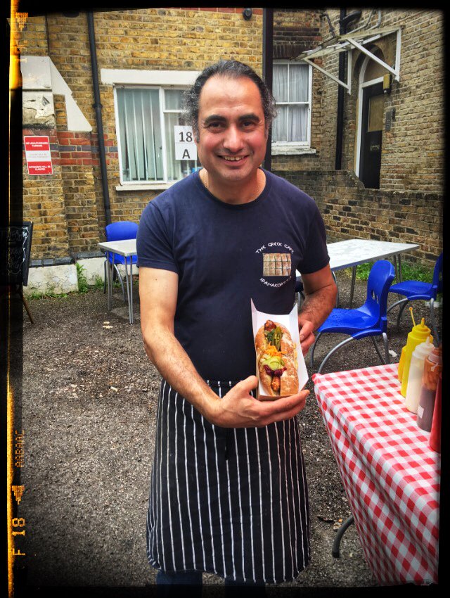 WalthamstowDog1's tweet photo. There are many reasons we love @E17VillageMkt but here is the main one! Kostas of @GreekTreats who works tirelessly to put on this fantastic market! Catch us there today from 10.30-3.30! #shoplocal #e17 #market https://t.co/zz9QvQb6Ln