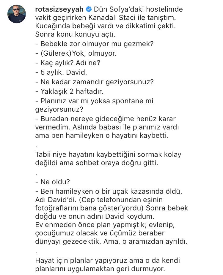 Hayat için planlar yapıyoruz ama o da kendi planlarını uygulamaktan geri durmuyor.
<a href="/RotasizSeyyah/">Rotasız Seyyah</a>