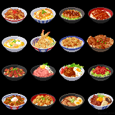 Zima 飯ドット ドット絵どんぶりシリーズ進捗 Pixelart ドット絵 角煮丼 からあげ丼 チャーシュー丼 すき焼き丼を追加しました Zima 飯ドット ドット絵どんぶりシリーズ進捗 Pixelart ドット絵 角煮丼 からあげ丼 チャーシュー丼 すき焼き丼を追加しました