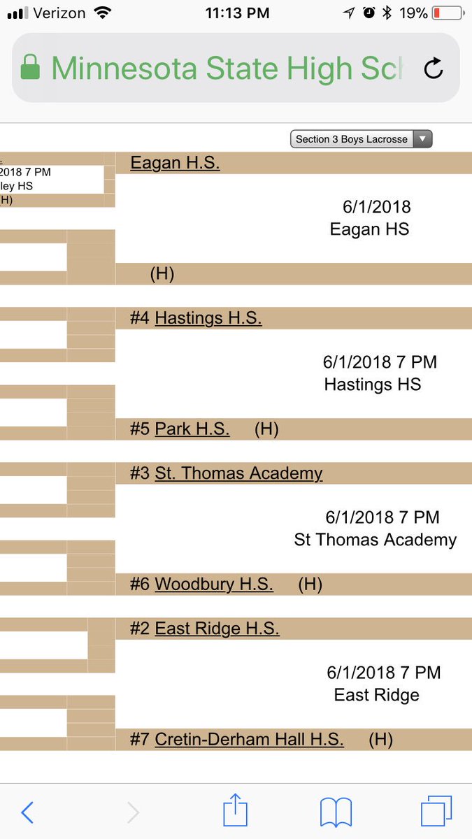 ParkWolfpack's tweet photo. Section brackets are also out for @ParkBoysLax . Wolfpack get the #5 seed and will travel to Hastings to take on the #4 seed Raiders on June 1st. https://t.co/dgFaaoWxgM