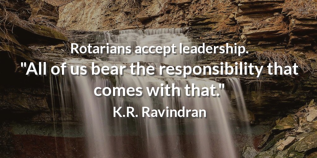 RCOHK's tweet photo. Rotarians accept leadership. "All of us bear the responsibility that comes with that." K.R. Ravindran #Rotary https://t.co/uBd83wOyQa