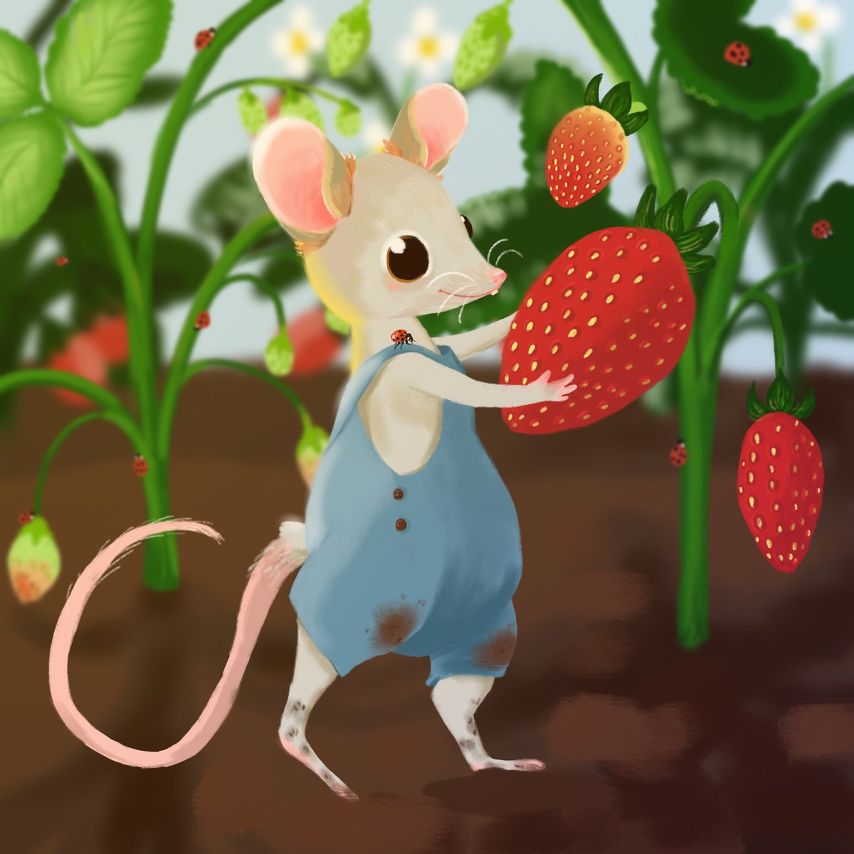 New Mousey Illustration #mouse #art #digitalpainting #illustration #childrensbook #storybook #cartoon #animalcharacter #farming #childrenspublisher #cute