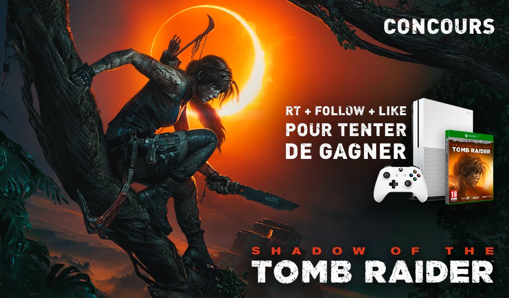 SquareEnixFR's tweet photo. Un petit concours pour fêter notre partenariat Shadow of the #TombRaider / #TheMudDay ? Follow + RT + Like, deux gagnants seront tirés au sort lundi pour gagner ce pack au lancement du jeu ! 🙌 #MUDRAIDER

Le lien vers le règlement : https://t.co/uY3JhNFxtC https://t.co/tM6fjzODQ2