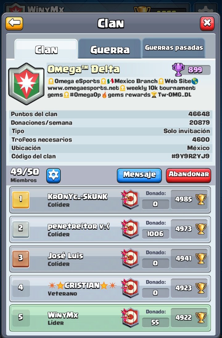 Que Gusto me da Ver Mi Clan Asi😌🔺
Despues de Mucho trabajo y Ezfuerzo.💪
Gracias a Todos por Apoyarme🏆Top 40 Mx🇲🇽
Vamos por Mas🔺Seguiremos Creciendo♎
<a href="/OMG_DL/">Omega™ Delta</a>
#OmegaOp🔥 
@OmegaLatamOP @OmegaGSDeSports <a href="/Omegaaesports/">Omega eSports</a> @OmegaGSDacademy <a href="/KrOnYc1/">KrOnYc</a>