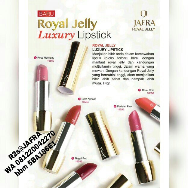 Amunisi bibir.. supaya senyumnya makin manis.. 😊
Bukan hanya mewarnai tp juga menutrisi.. dengan royal jelly.. bikin lembab dan seger.. lembut banget 😘
#JAFRAjapri #skincarebumilbusui #kosmetikaman #smartmom #bisniscantik