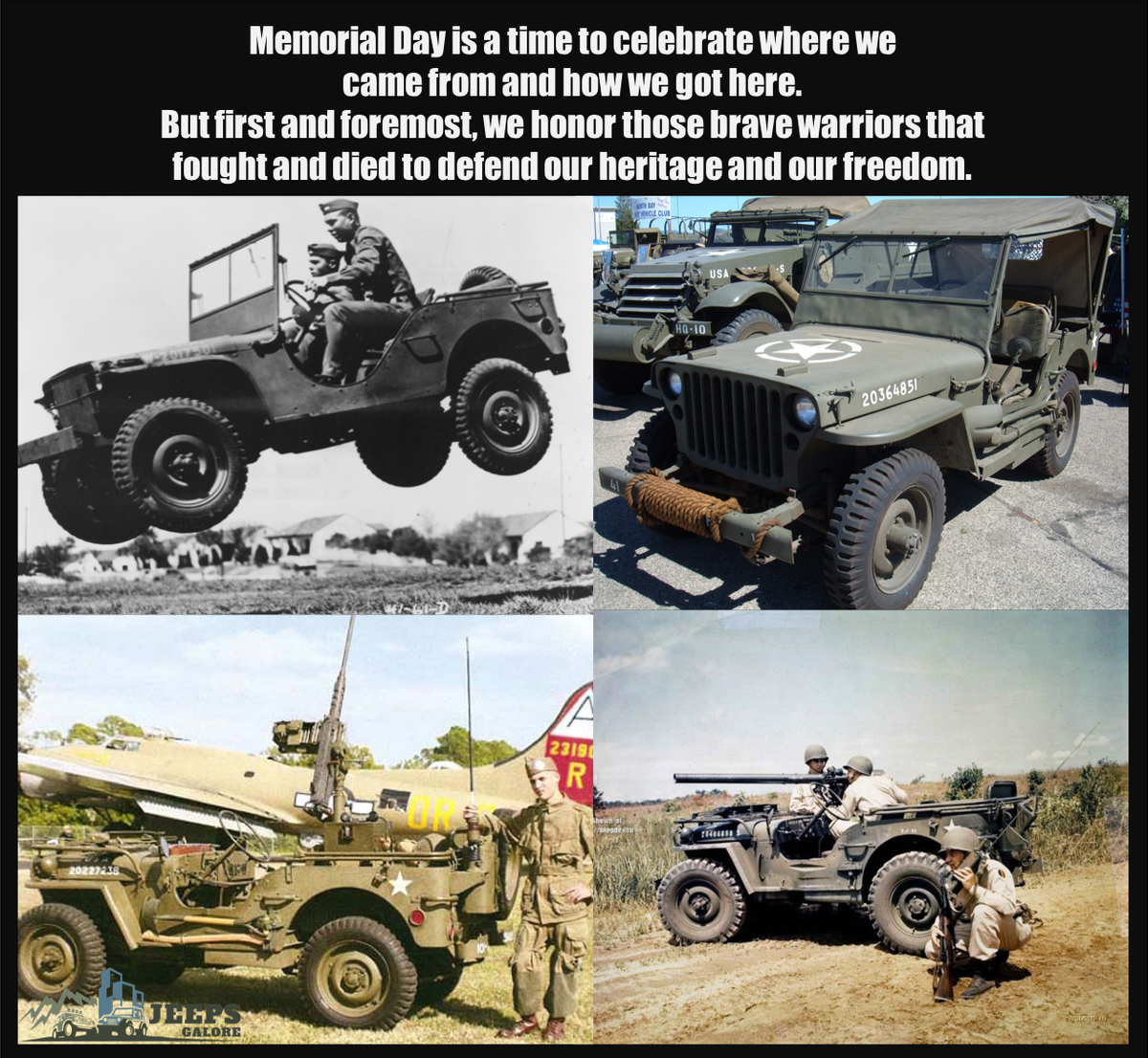 This Memorial Day weekend, we honor those that fought and died for our freedom, and we take a look back at our heritage. #Jeep #jeeplife