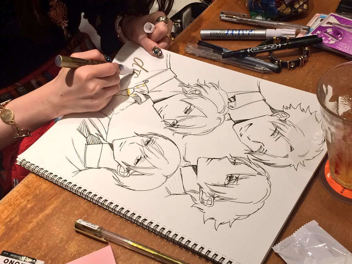 マンガ展 Torico 速報 楔ケリ先生の生イラスト スケッチブックに四人お描きいただきました ペン入れ とサインです 狂僕drop T Co Ogsi8zj0rc Twitter