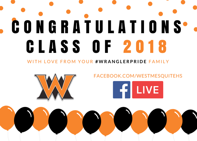 westmesquitehs's tweet photo. The BIG DAY has arrived! Congrats to our awesome #WMHS2018 seniors! Can't make it to graduation at the @CulwellCenter ? We'll be streaming #WranglerPride live on our Facebook page https://t.co/JAajWQtsWy! https://t.co/GWOKNHij8m