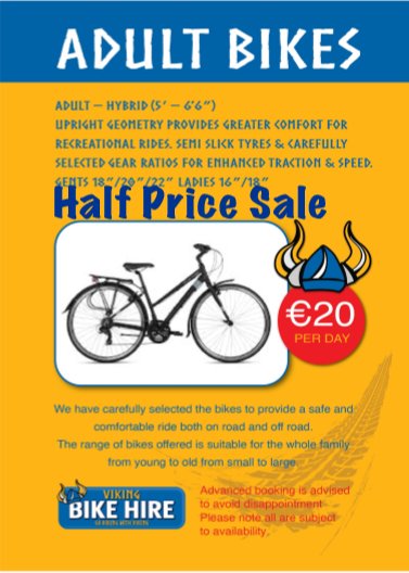 Looking for something to do this June bank holiday weekend?? Why not experience the Waterford Greenway. We have a limited availability offer, hire one bike and get the second HALF PRICE!!! You can find us find us on the Quay in Waterford City!!