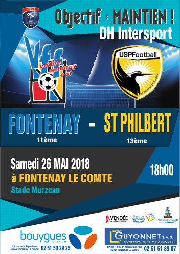 VFFOfficiel's tweet photo. #Dh #Intersport @LigueFootLFPL : dernier match pour le @VFFOfficiel, dernier effort c/ #StPhilbert... #objectif #maintien #R1 !! @VilleFontenay TOUS ENSEMBLE au Stade Murzeau !! A ce soir 18h ⚽️🔵 https://t.co/5BPzvjCyNU