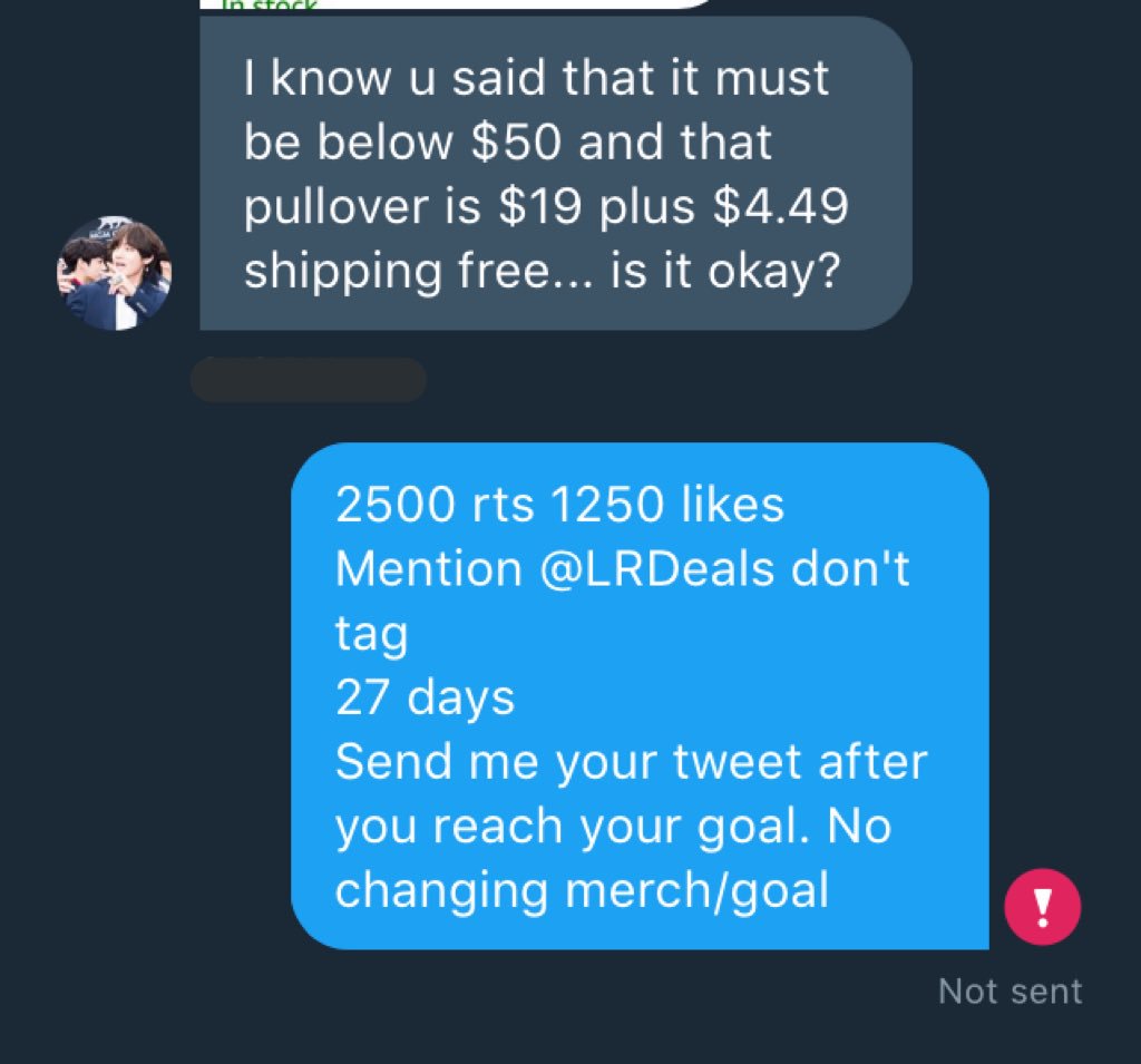 Hi fellow army's!! Pls help me & rt this bc i rlly wanted to have this pullover & now im given the chance to have one please help and rt & like this tweet Thankyou!!💚 @LRdeals Thank you so much!!💚 P.s. @LRdeals reply wont send thats why she sc it & send it by mentioning me☺