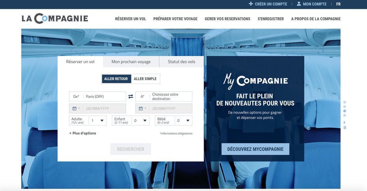 FlyerLifestyle's tweet photo. 👨💻 Nouvelle version du site de @_LaCompagnie : design amélioré, meilleure ergonomie... 👉 https://t.co/8imzs6Urom
#FlyTheDifference #AvGeek https://t.co/rzuLrDsZA5