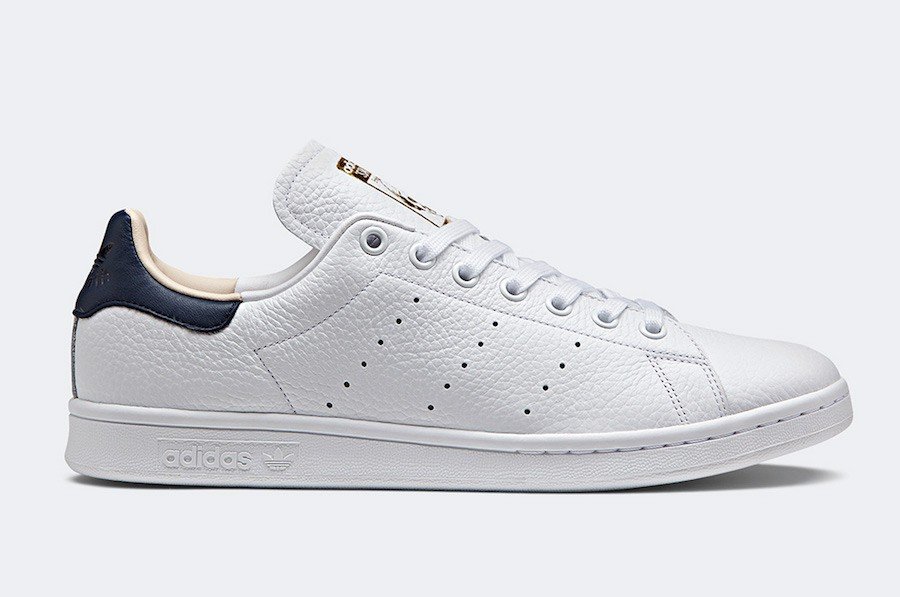 stan smith white navy gold