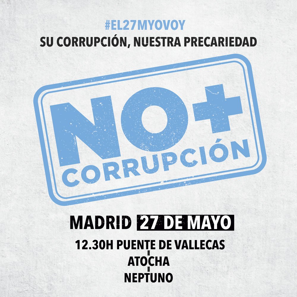 Porque mientras el @PPopular se enriquece robando España es el tercer país de la UE con mayor precariedad laboral, #NoMásPrecariedad27M salimos el domingo a la calle