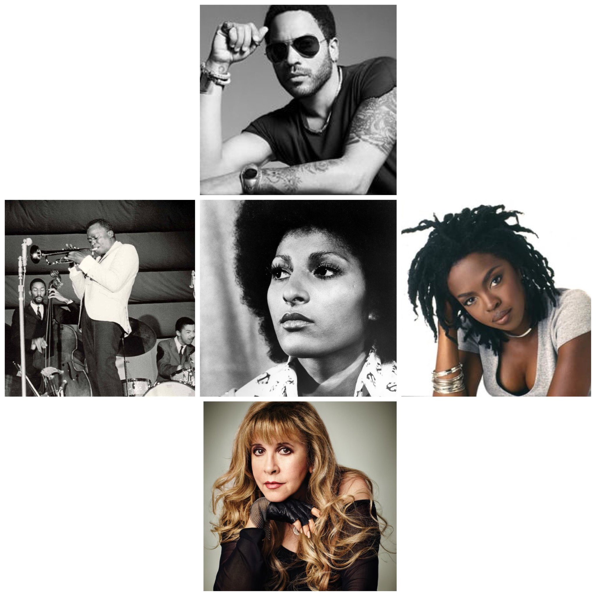 Happy birthday my fellow twinnies. (Lenny Kravitz, Lauryn Hill, Stevie Nicks, Miles Davis & Pam Grier.) 