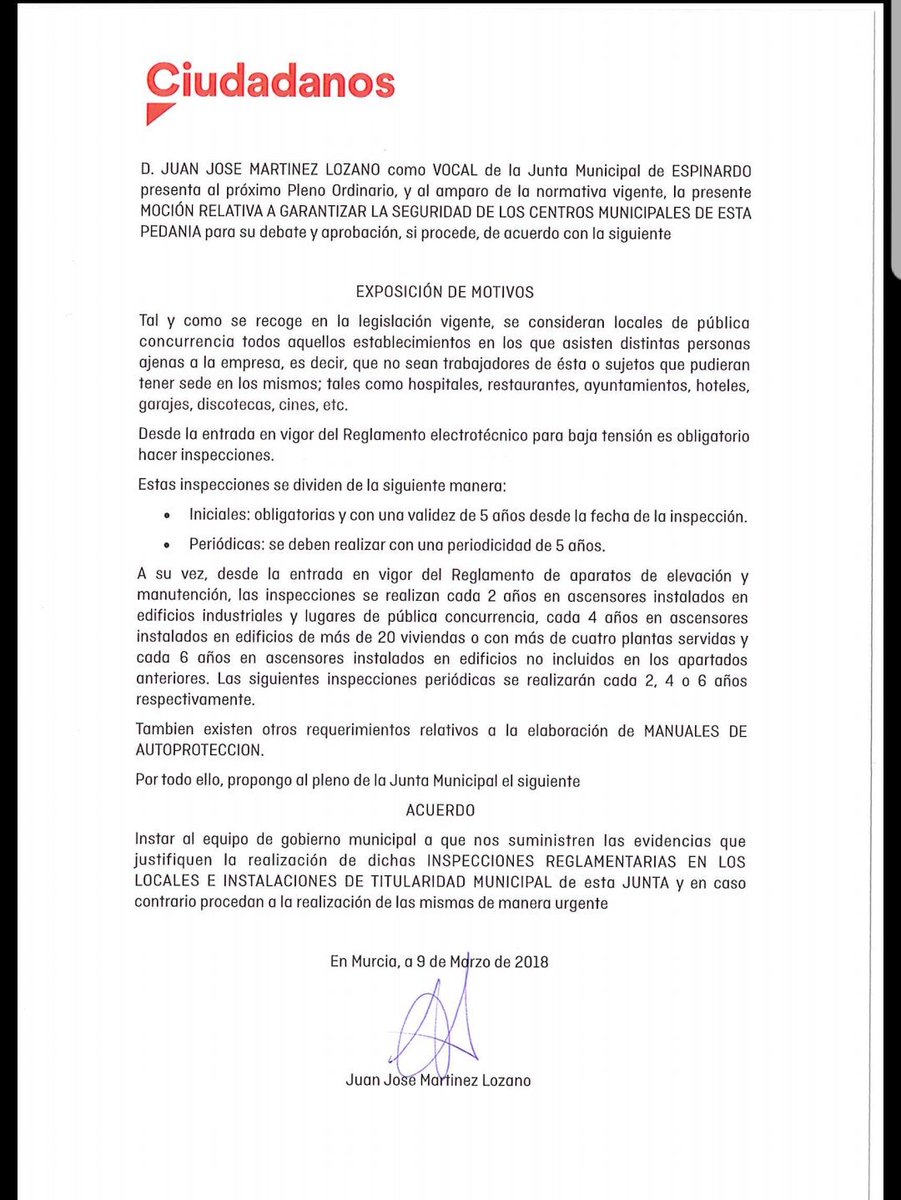 Juanjo_mlozano's tweet photo. @MurciaPolicia @BomberosMurcia @AytoMurcia en Marzo se aprobó MOCIÓN en @JMEspinardo relativa a las inspecciones reglamentarias de seguridad industrial de los locales y edificios municipales. Afortunadamente esta vez no ha habido daños personales
#EdificiosSeguros https://t.co/VpS9ZIx31W