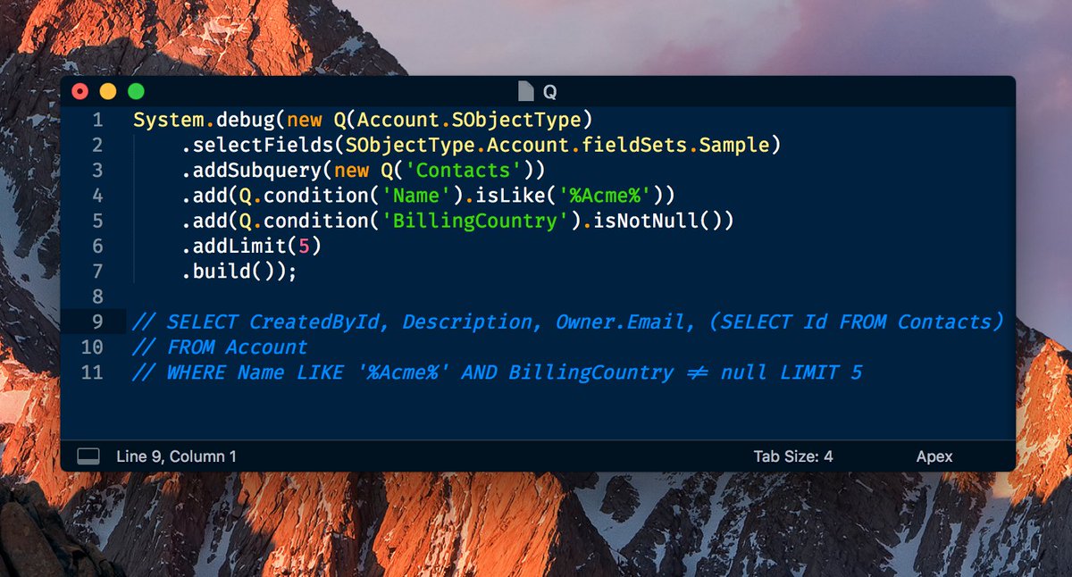 jpmonette's tweet image. This is how you can build a safe Dynamic SOQL query using Q: can&apos;t get easier than that! 👨🏻‍💻 github.com/jpmonette/q #apex #soql