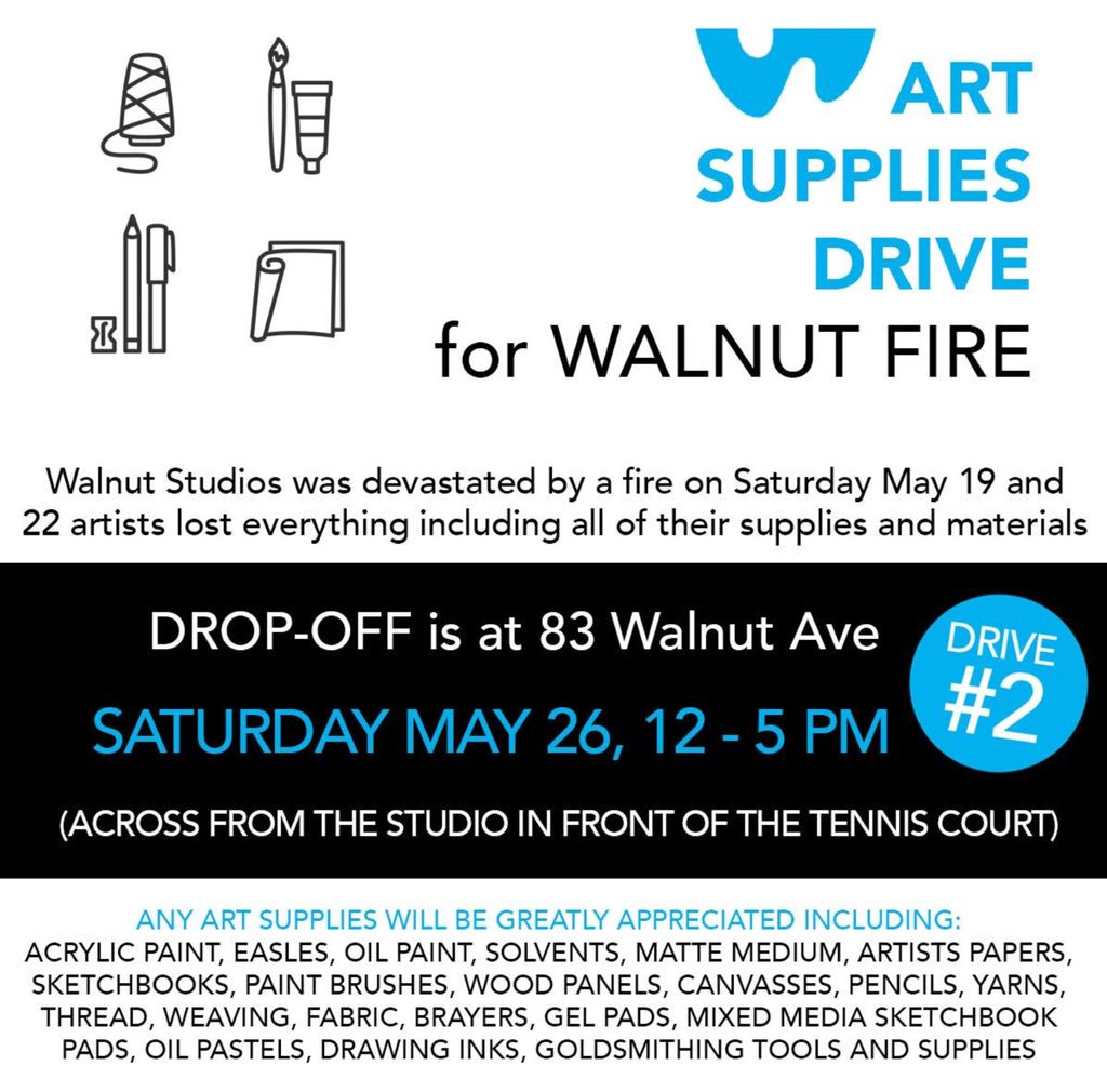 We were receiving requests all day yesterday for a second drop off option for our Art Supplies Drive. Our second drop off will happen today from 12-5 in front on Walnut @ 83 Walnut Ave. Thank you #Toronto! #ToArts