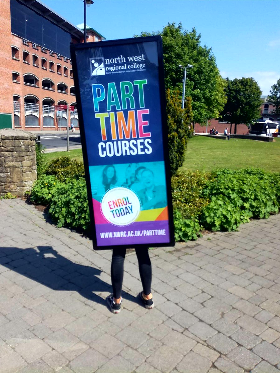 Image_Zoo's tweet photo. Another great Saturday of weather and the #AdWalker team are back in Derry/L'derry with a colourful campaign for @mynwrc promoting part time courses across their campuses.
@ASGandPartners @PMLGroupNI https://t.co/AqHVOmyQrb