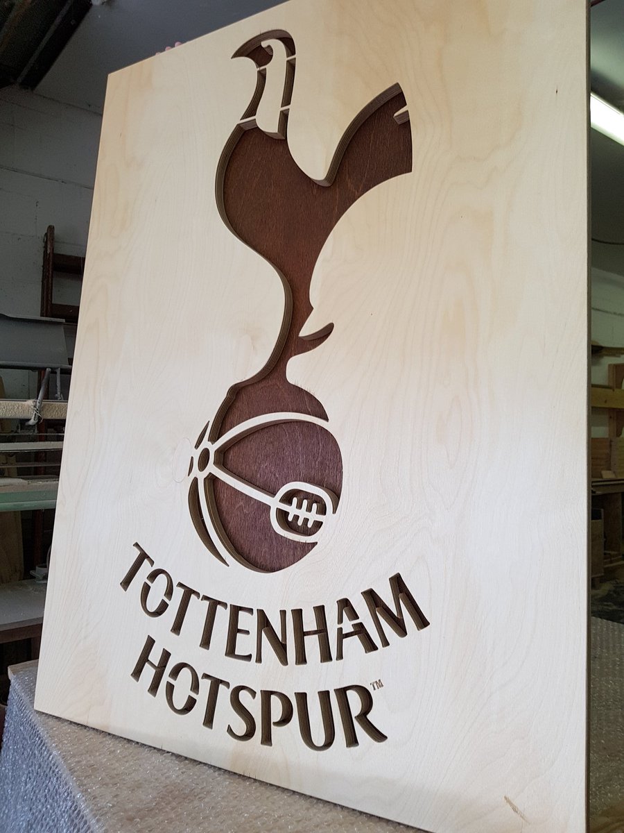 designs_wood's tweet photo. Unusual request this week. Big football logos 👌 #footballweekend #football #AstonVilla #Spurs #woodworking #Logo #woodbrandingireland https://t.co/mRwRf3LRpx https://t.co/1JFGPVm2pG