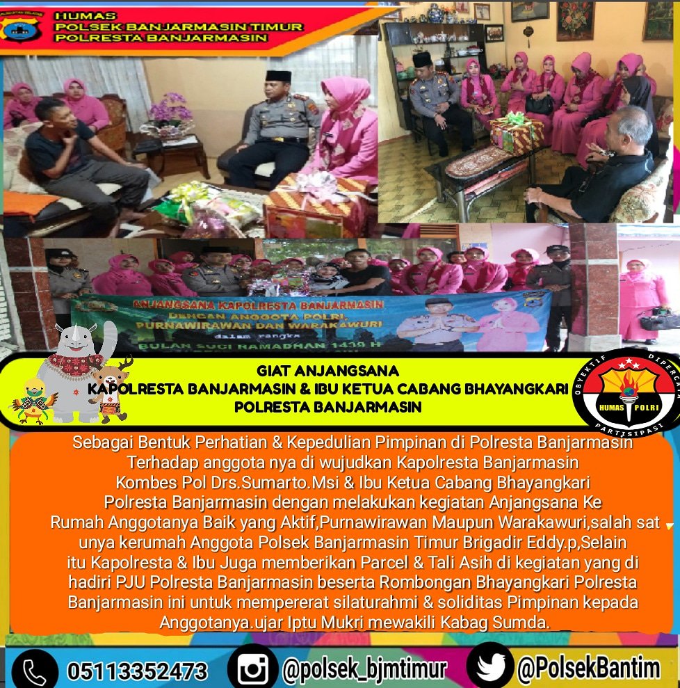 Giat Anjangsana Kapolresta Banjarmasin beserta Ibu Ketua Cabang Bhayangkari Polresta Banjarmasin