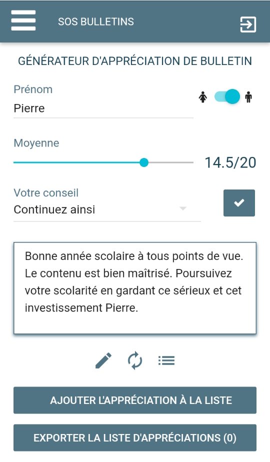 ProfHelper's tweet photo. Ça ressemble à quoi un générateur d'appréciations de bulletins? La réponse en images! #sosbulletins https://t.co/0YdN7o1EPI https://t.co/ZQc2qk6qeu